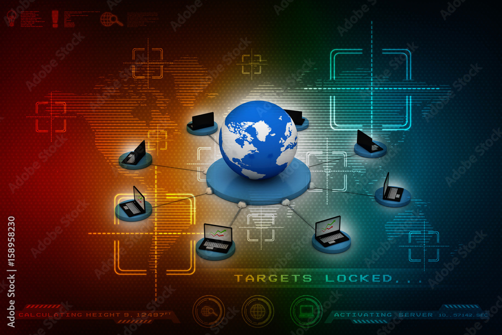 3d rendering Computer network 3d rendering Computer network