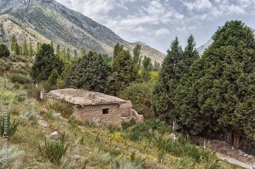Mountain landscape, Valley, Shahimardan settlement enclave in Kyrgyzstan Mountain landscape, Valley, Shahimardan settlement enclave in Kyrgyzstan
