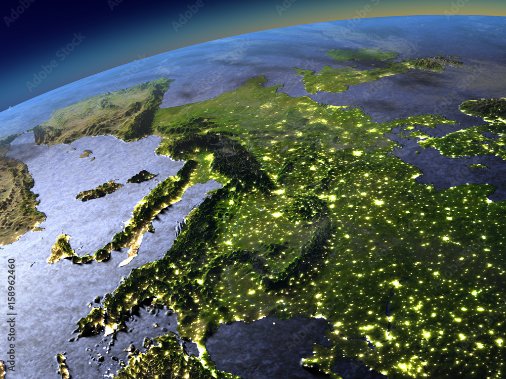 Fototapeta premium Evening above Europe from space
