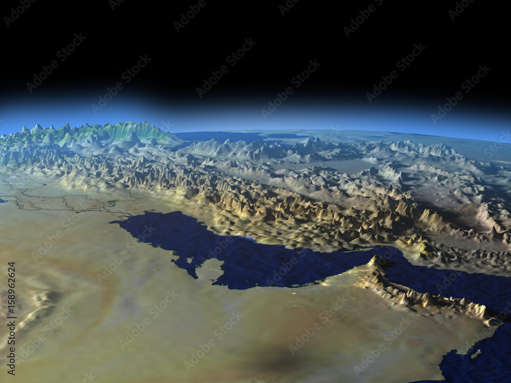 Persian Gulf from space on early morning