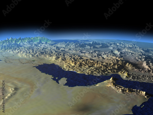 Persian Gulf from space on early morning