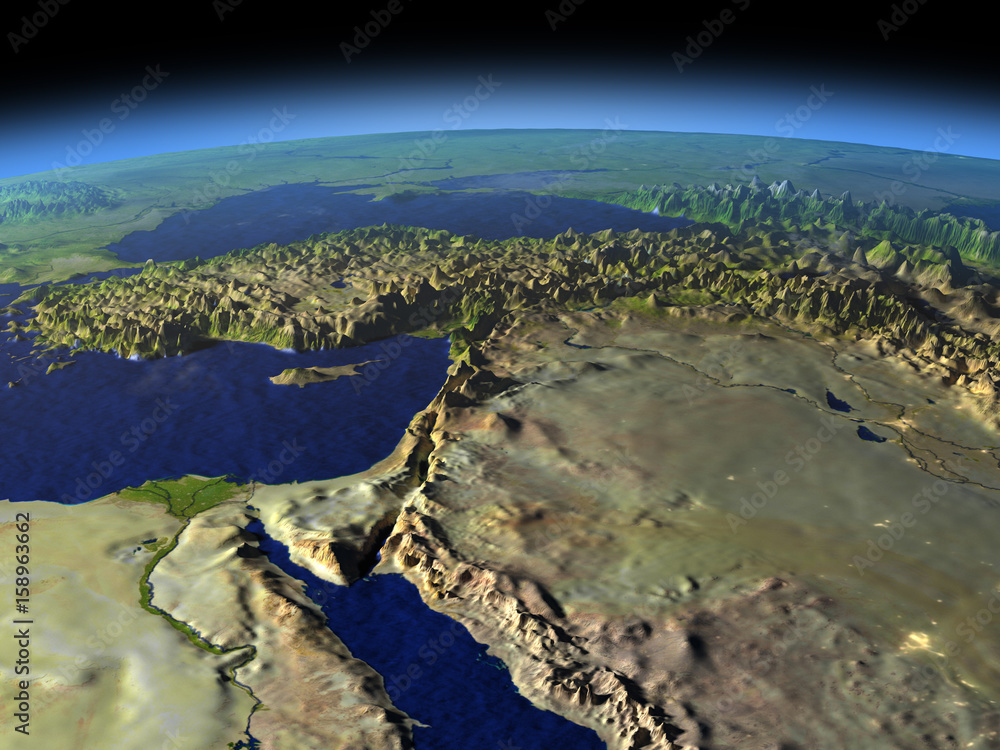 Middle East from space on early morning