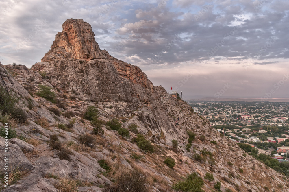 Suleiman Mountain in Kyrgyzstan, Osh, view of the city of Osh