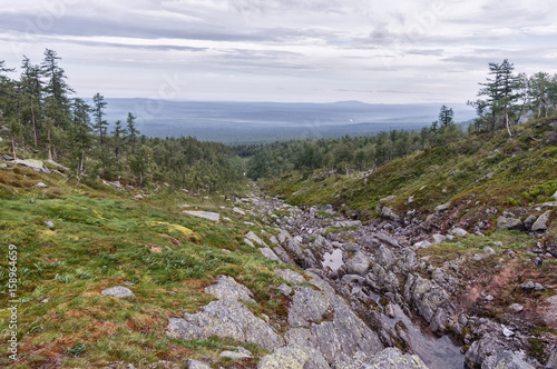 landscape Ural mountains, the beautiful colors of the sky.