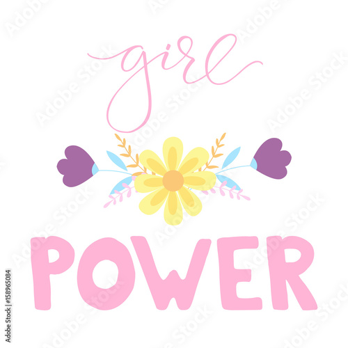 Girl Power - calligraphy sign. Feminist slogan.