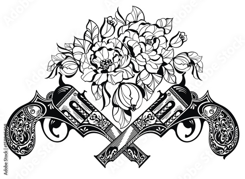 Guns with flowers