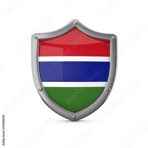 Gambia security concept. Metal shield shape with national flag Free Download Gambia security concept. Metal shield shape with national flag - GFXLoad