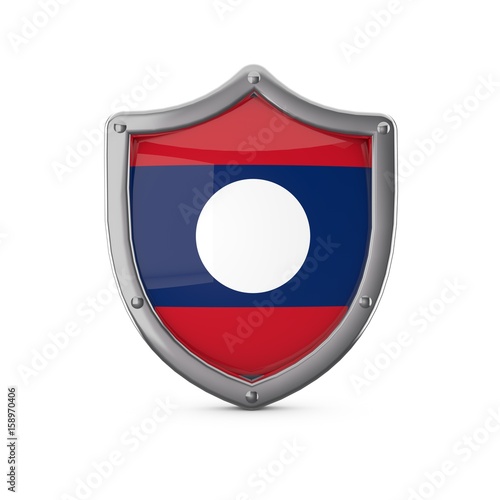 Laos security concept. Metal shield shape with national flag Free Download Laos security concept. Metal shield shape with national flag - GFXLoad