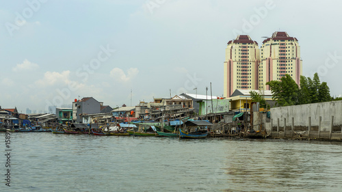 Sunda Kelapa old Harbour with fishing boats, ship and docks in Jakarta, Indonesia © murmakova
