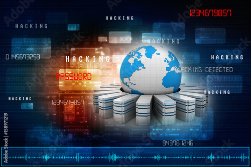 3d rendering Database storage network concept 