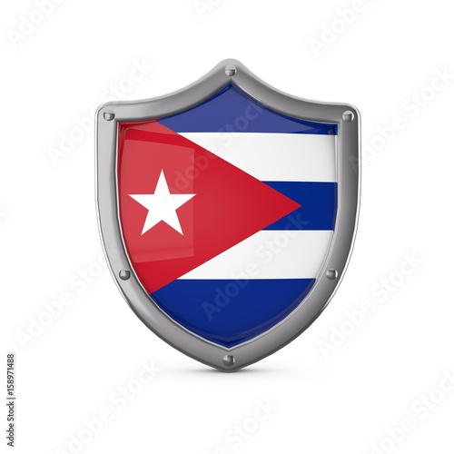 Cuba security concept. Metal shield shape with national flag Free Download Cuba security concept. Metal shield shape with national flag - GFXLoad