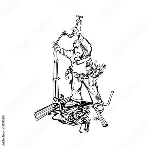 plumber cartoon illustration vector