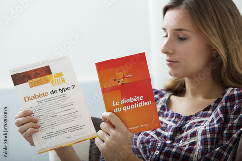 Model Brochure of information on diabetes type 1 and 2 photo