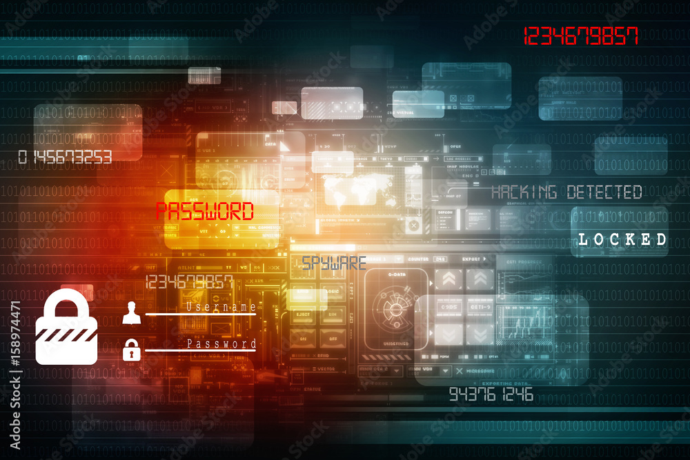 Fototapeta premium 2d illustration Safety concept: Closed Padlock on digital background