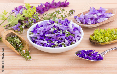 violet  edible flowers   flowers of lavender  thyme and lady s mantle