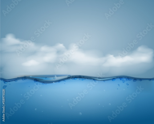Fototapeta Naklejka Na Ścianę i Meble -  Underwater part and clouds.vector illustration