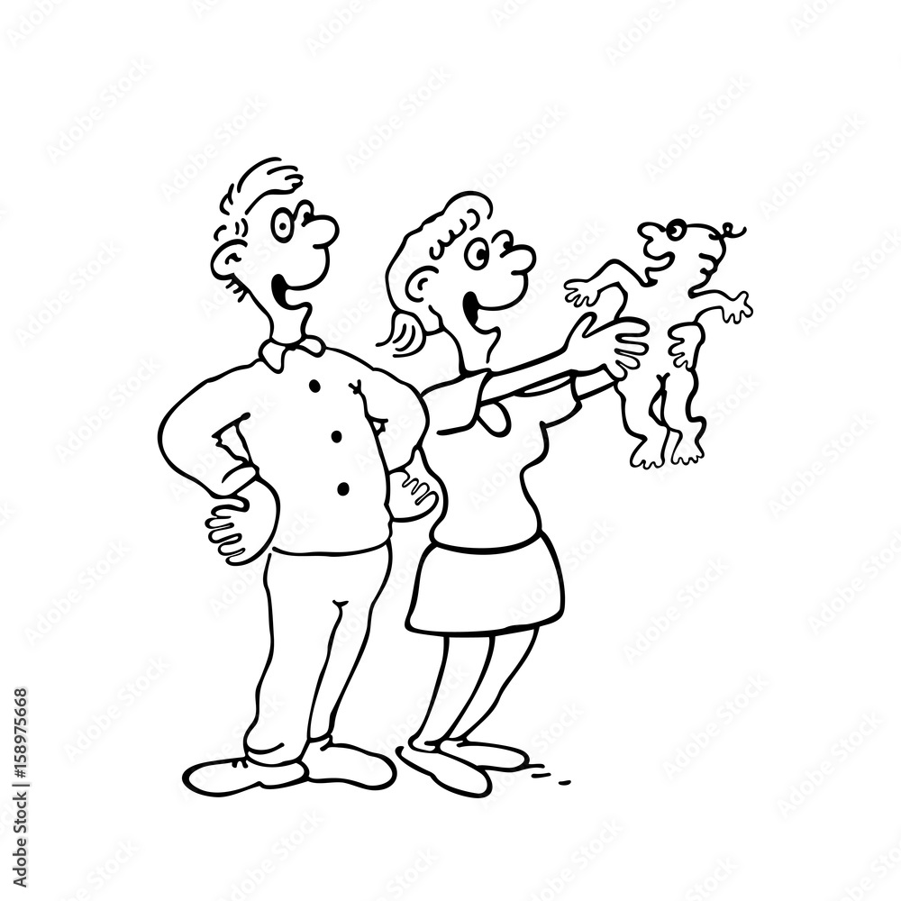 parents hold baby cartoon illustration parents hold baby cartoon illustration