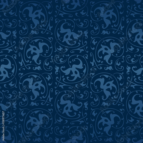 Blauer endlos kachelbarer Vintage Vektor Hintergrund