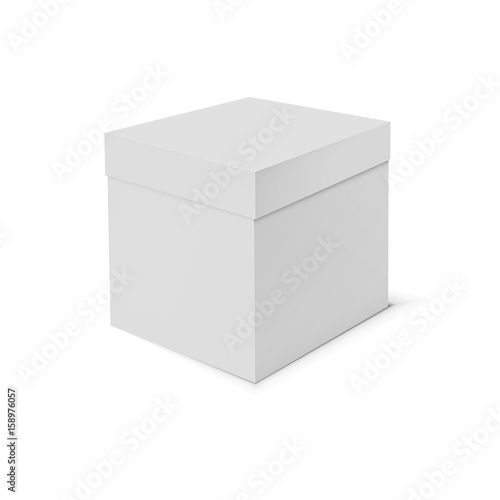 Blank cardboard box template on white background. Vector illustration.