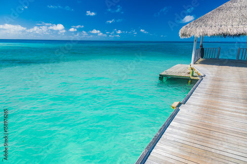 Tropical Beach with Water-Bungalows on the Maldives