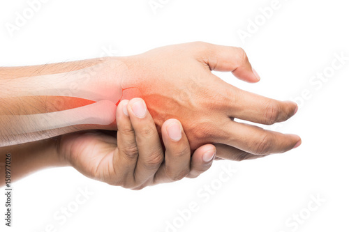 People suffering from arm pain, De Quervain Tenosynovitis, Men with bones and wrist problem concept photo