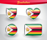 Glossy Zimbabwe flag icon set