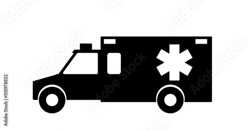 Emergency Ambulance with Siren Flat Design. Vector Illustration.