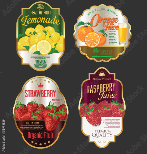 Golden labels for organic fruit product