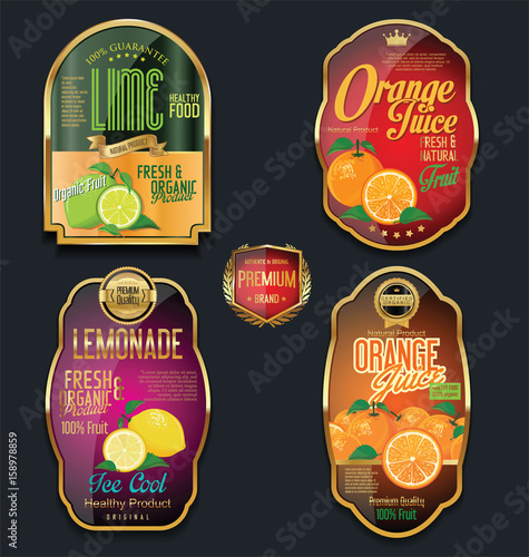 Golden labels for organic fruit product