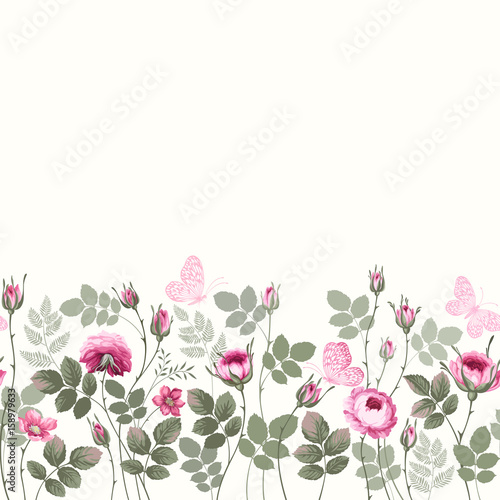 Plakat retro bukiet lato kwiat ogród