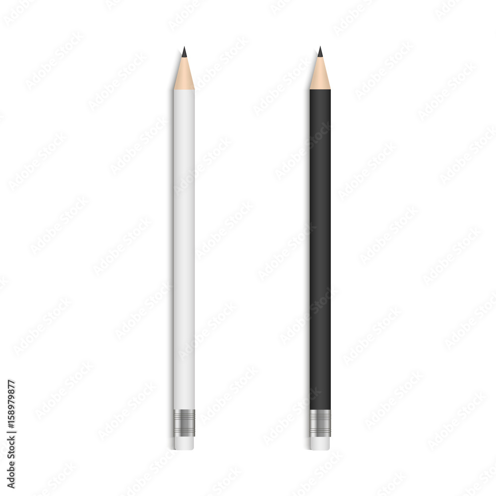 Silver and black pencils on white background. Vector Illustration Silver and black pencils on white background. Vector Illustration