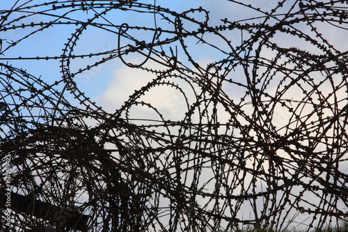 Barbed wire on the border of Israel with Syria 