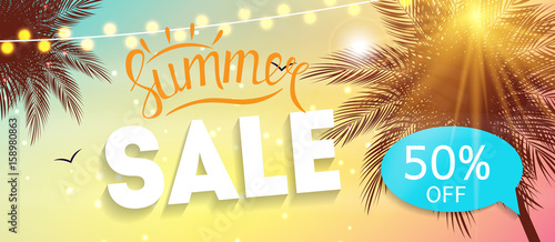 Summer Sale Banner Template for your Business. Vector Illustrati