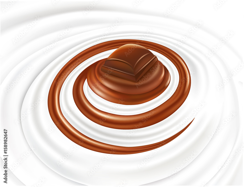 Milk swirl with chocolate candy Milk swirl with chocolate candy