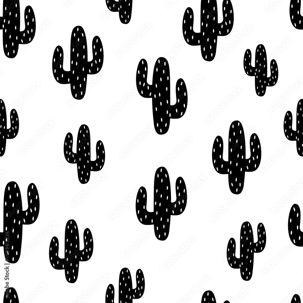 Generator propeller Vuilnisbak Cactus. Seamless pattern. Vector. Concept of dotted black cactuses on white  background. Cactus pattern vector background. Fabric print. Stock Vector |  Adobe Stock