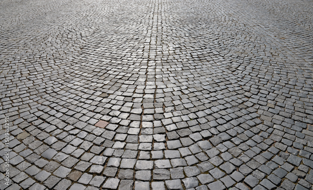 Abstract background of old cobblestone pavement.