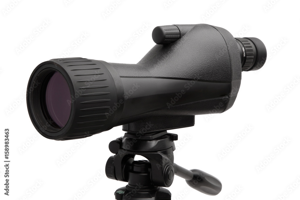 Modern telescope on a tripod isolated on white Modern telescope on a tripod isolated on white