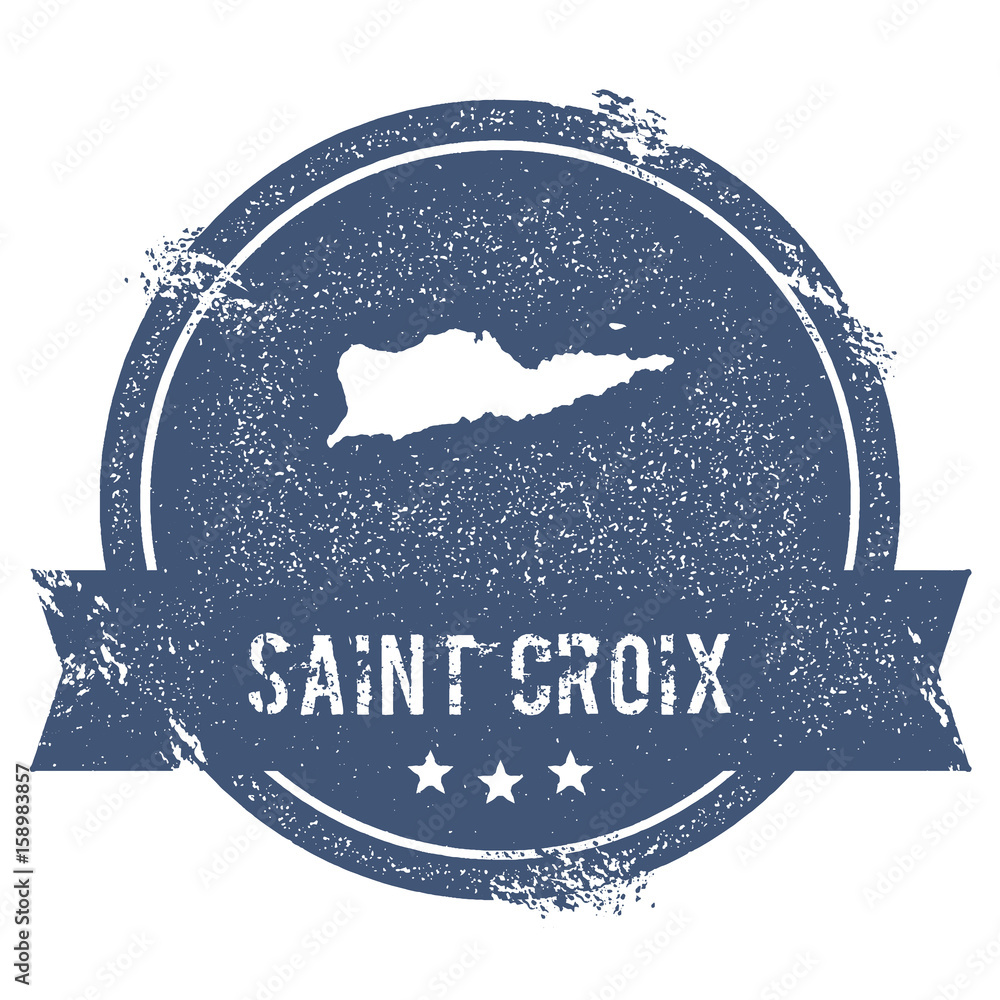 Saint Croix logo sign. Travel rubber stamp with the name and map of island,  vector illustration. Can be used as insignia, logotype, label, sticker or  badge. Stock Vector