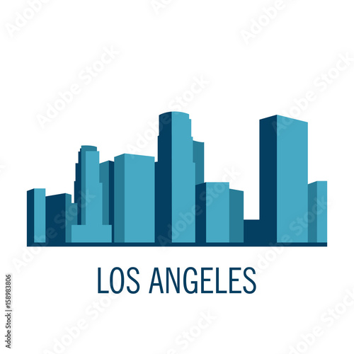 Down town American landscape with skyscrapers and high-rise buildings in flat style a vector.View of Los angeles 