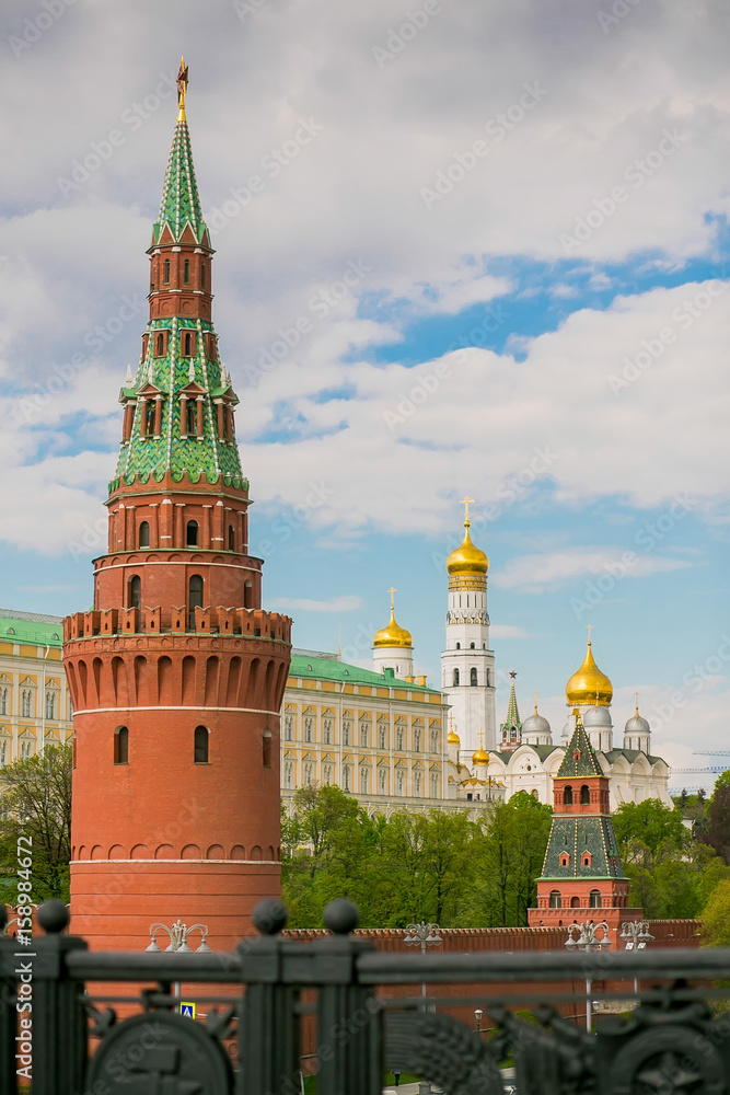 Moscow, Russia. Vodovzvodnaya tower on the background of the Kremlin Moscow, Russia. Vodovzvodnaya tower on the background of the Kremlin