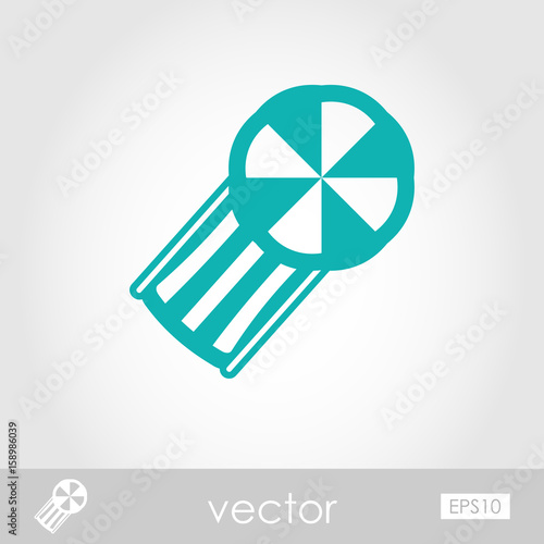 Beach chaise lounge with umbrella icon. Vacation