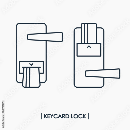 Electronic keycard door lock outline icon