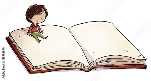 Bild auf Leinwand niño sentado con libro gigante