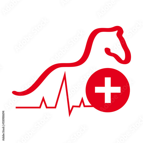 Horse with cross symbol on white background
