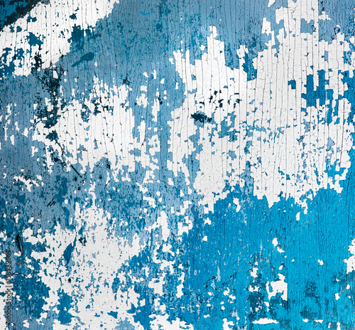 Blue and White Peeling Paint Texture