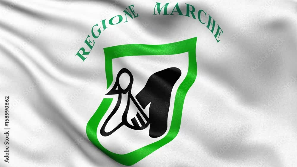 Seamless loop of Marches, the regional flag in Italy waving in the wind. Seamless loop of Marches, the regional flag in Italy waving in the wind.