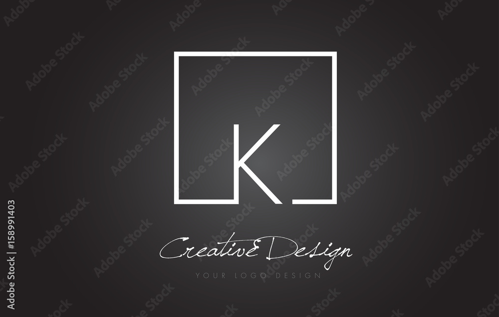 K Square Frame Letter Logo Design with Black and White Colors. Stock ...