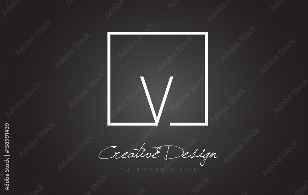 V Square Frame Letter Logo Design with Black and White Colors. V Square Frame Letter Logo Design with Black and White Colors.