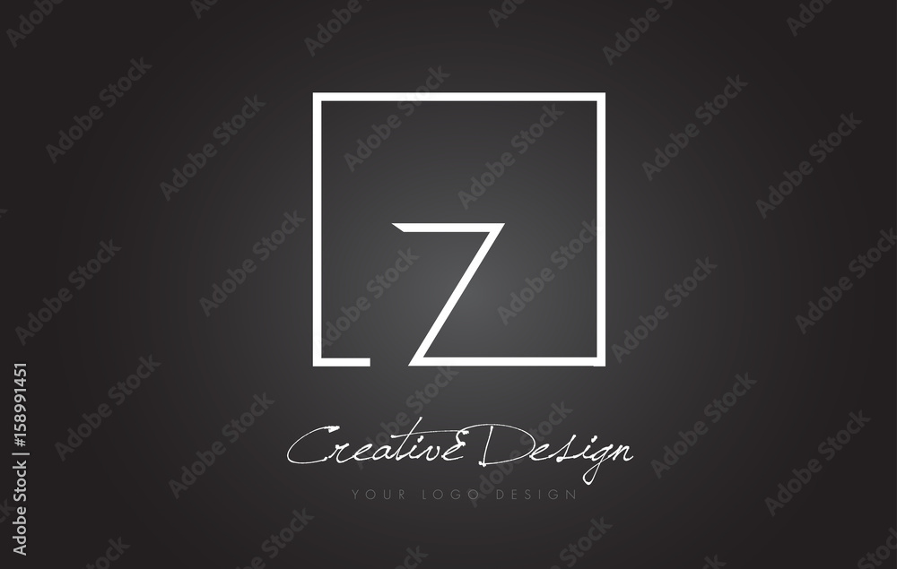 Z Square Frame Letter Logo Design with Black and White Colors. - obrazy, fototapety, plakaty 