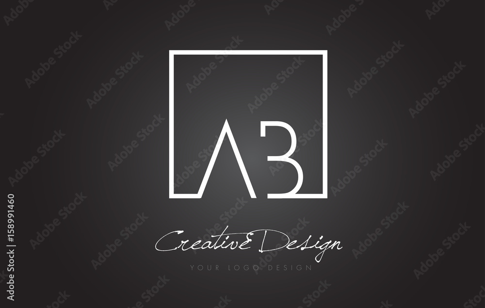 AB Square Frame Letter Logo Design with Black and White Colors. AB Square Frame Letter Logo Design with Black and White Colors.